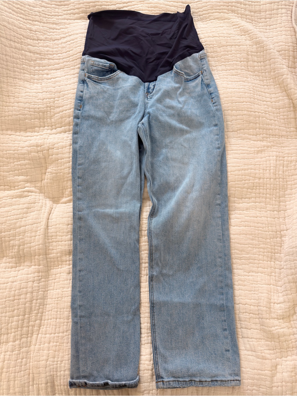 Pink Blush Maternity Blue Straight Leg Ankle Maternity Jeans